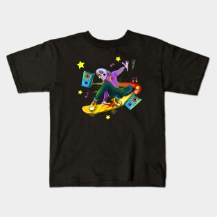 Music Skeleton Skateboarding Kids T-Shirt